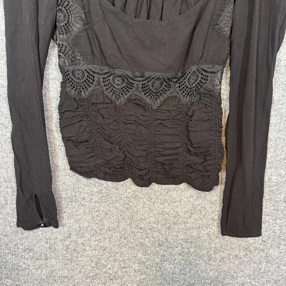 Free People Sweet Mornings Top XS Black Corset Fairy‎ Grunge Romantic Whimsigoth